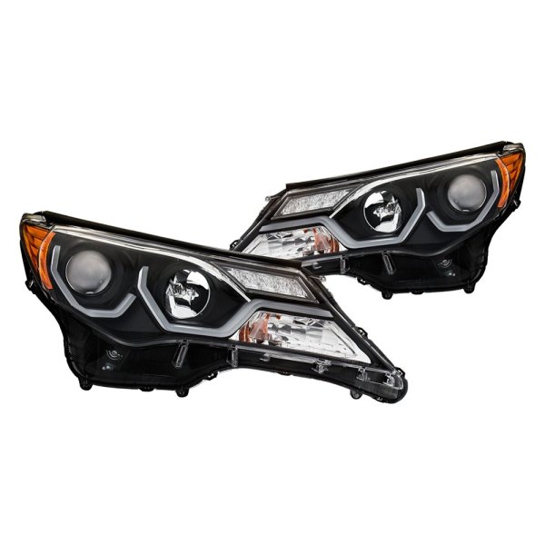 Anzo® - Black U-Bar™ Projector Headlights with LED DRL, Toyota RAV4
