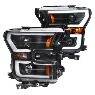 Anzo® - Plank Style Driver and Passenger Side Black LED U-Bar™ Projector Headlights