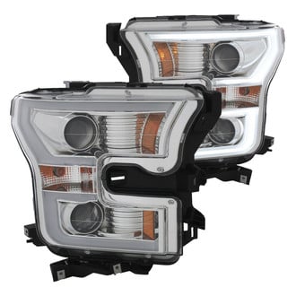 Anzo® - Plank Style Driver and Passenger Side Chrome LED U-Bar™ Projector Headlights