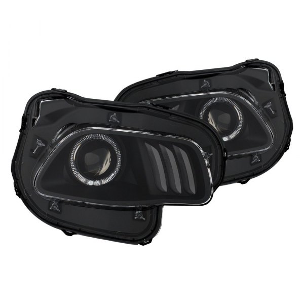 Anzo® - Black LED DRL Bar Halo Projector Headlights, Jeep Cherokee