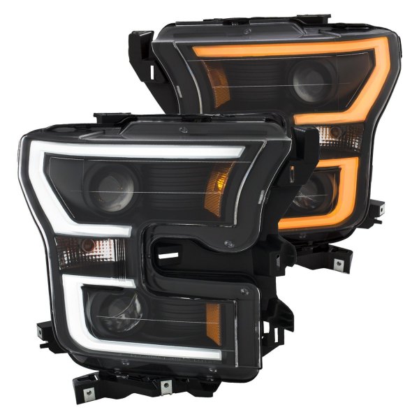 Anzo® - Black Switchback LED U-Bar™ Projector Headlights, Ford F-150