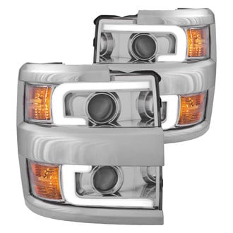 Anzo® - Plank Style Driver and Passenger Side Chrome LED U-Bar™ Projector Headlights