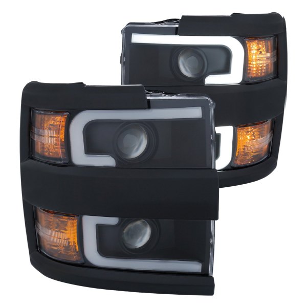 Anzo® - Plank Style Black LED U-Bar™ Projector Headlights