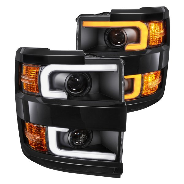 Anzo® - Plank Style Black Switchback LED U-Bar™ Projector Headlights