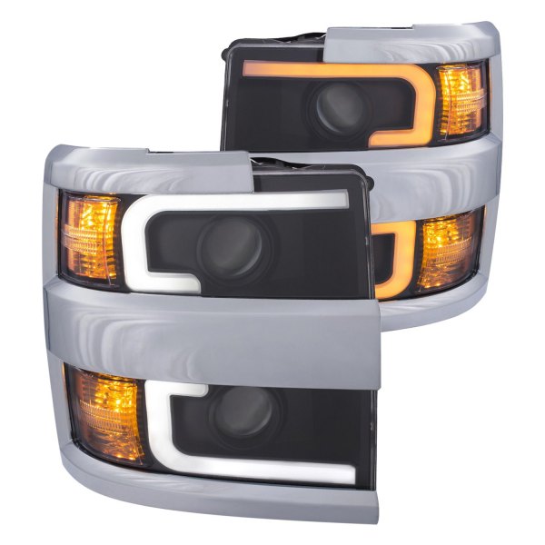 Anzo® - Plank Style Black Switchback LED U-Bar™ Projector Headlights