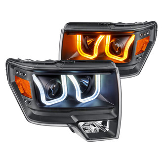 Anzo® - Driver and Passenger Side Black Switchback LED U-Bar™ Projector Headlights