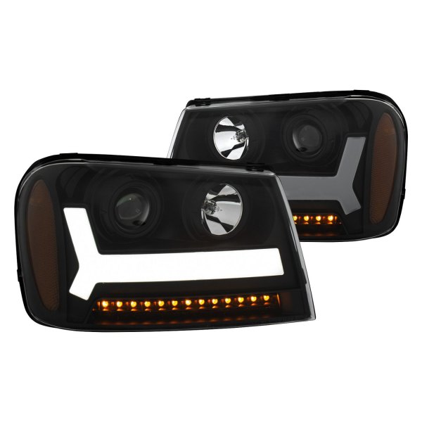 Anzo® - Black DRL Bar Projector Headlights with LED Turn Signal, Chevrolet Trailblazer