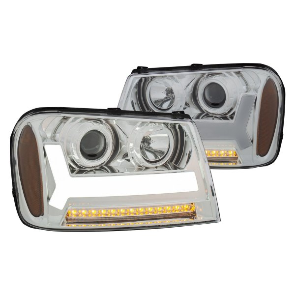 Anzo® - Chrome DRL Bar Projector Headlights with LED Turn Signal, Chevrolet Trailblazer
