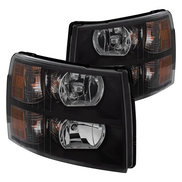 Anzo® - Black Euro Headlights, Chevy Silverado