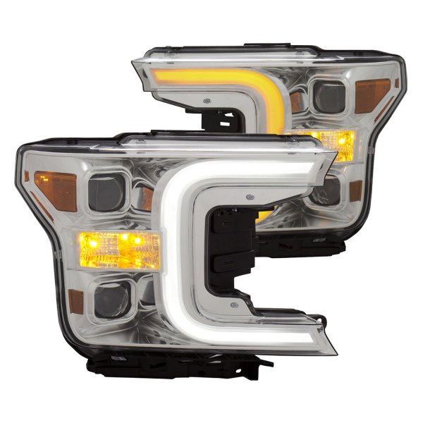 Anzo® - Chrome Switchback LED Light Tube Projector Headlights, Ford F-150