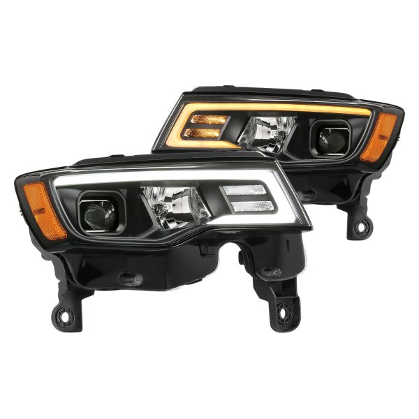 Anzo® - Black Switchback LED U-Bar™ Projector Headlights, Jeep Grand Cherokee