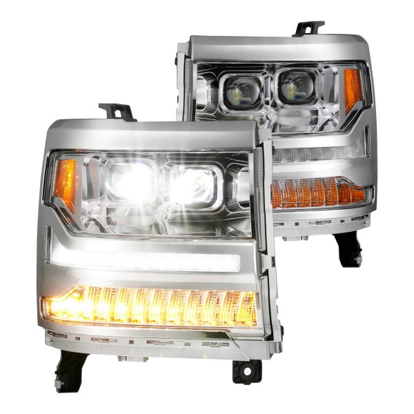 Anzo® - Chrome Light Tube Projector LED Headlights, Chevy Silverado