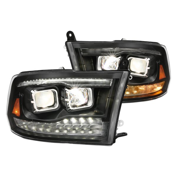 Anzo® - Black Projector Headlights with Switchback LED DRL, Dodge Ram