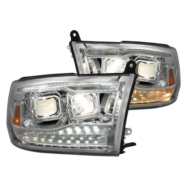 Anzo® - Chrome Projector Headlights with Switchback LED DRL, Dodge Ram