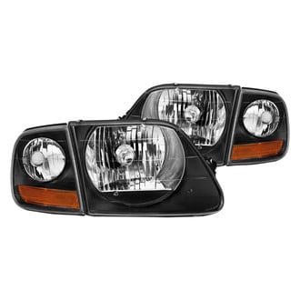 Anzo® - Driver and Passenger Side Black Euro Headlights with LED Parking Lights