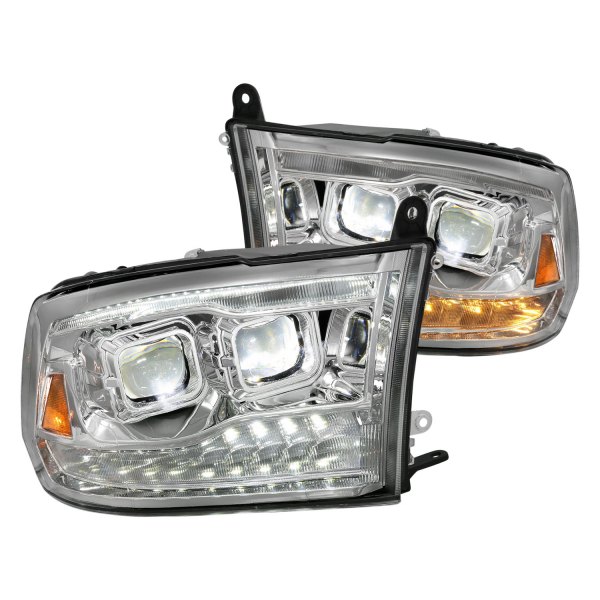 Anzo® - Chrome Projector LED Headlights with Switchback LED DRL, Dodge Ram