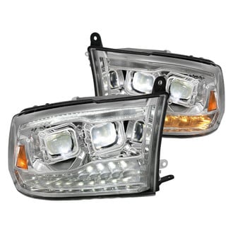 Anzo® - Plank Style Driver and Passenger Side Chrome Projector LED Headlights with Switchback LED DRL