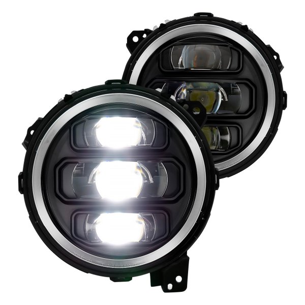 Anzo® - 7" Round Black Projector LED Headlights