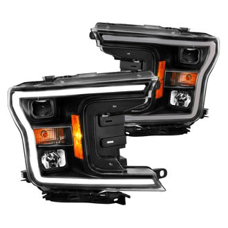 Anzo® - Plank Style Driver and Passenger Side Black LED U-Bar™ Projector Headlights