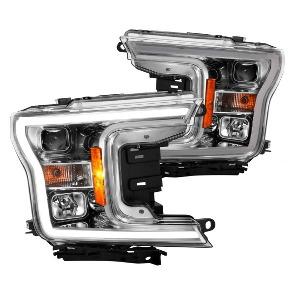 Anzo® - Plank Style Chrome LED U-Bar™ Projector Headlights, Ford F-150