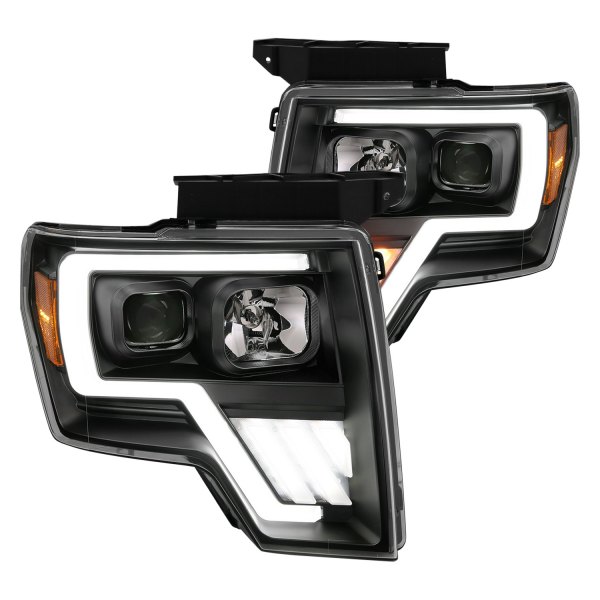 Anzo® - Plank Style Black Switchback LED U-Bar™ Projector Headlights, Ford F-150