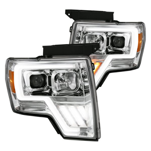 Anzo® - Plank Style Chrome Switchback LED U-Bar™ Projector Headlights, Ford F-150