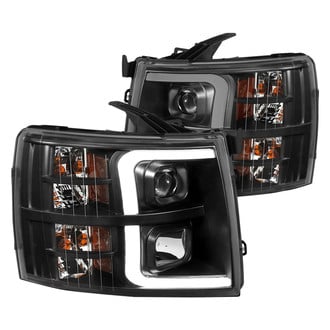 Anzo® - Plank Style Driver and Passenger Side Black LED U-Bar™ Projector Headlights