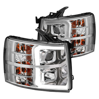 Anzo® - Plank Style Driver and Passenger Side Chrome LED U-Bar™ Projector Headlights