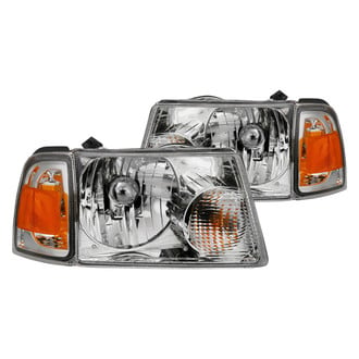 Anzo® - Driver and Passenger Side Chrome Euro Headlights with Turn Signal/Cornel Lights