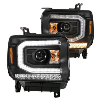Anzo® - Plank Style Driver and Passenger Side Black Sequential DRL Bar Projector Headlights