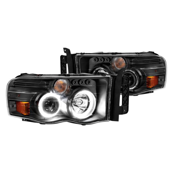 Anzo® - Black LED Dual Halo Projector Headlights, Dodge Ram