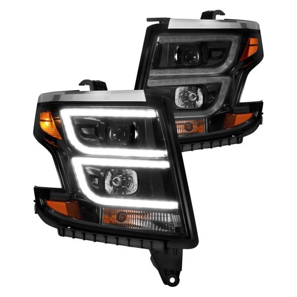 Anzo® - Plank Style Black LED U-Bar™ Projector Headlights with DRL and Sequential LED Turn Signal