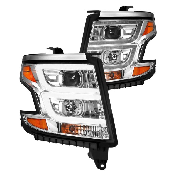 Anzo® - Chrome LED U-Bar™ Projector Headlights with DRL and Sequential LED Turn Signal
