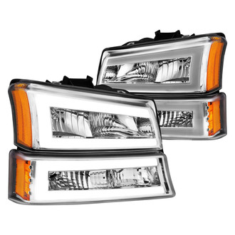 Anzo® - Plank Style Driver and Passenger Side Chrome LED U-Bar™ Headlights with Turn Signal/Parking Lights