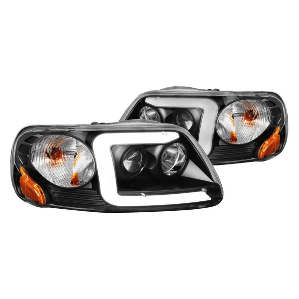 Anzo® - Black LED U-Bar™ Projector Headlights, Ford F-150