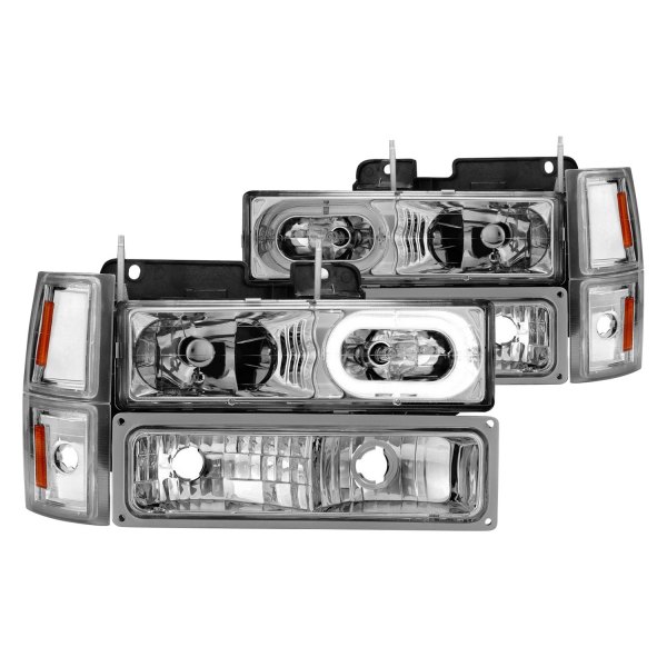 Anzo® - Chrome Halo Euro Headlights with Turn Signal/Parking and Corner Lights