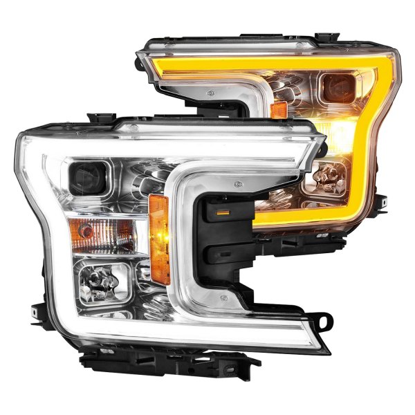 Anzo® - Chrome Switchback LED U-Bar™ Projector Headlights, Ford F-150