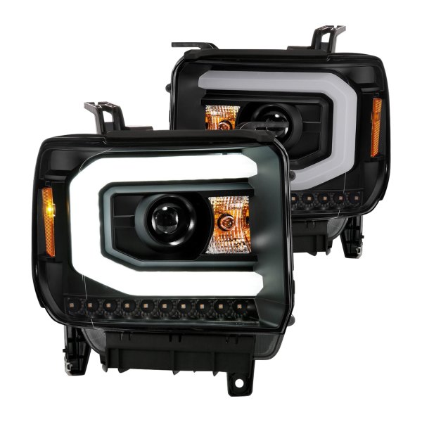 Anzo® - Black U-Bar™ Projector Headlights with LED Turn Signal