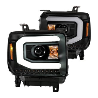Anzo® - Driver and Passenger Side Black U-Bar™ Projector Headlights with LED Turn Signal