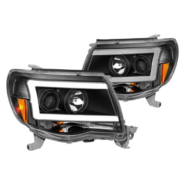 Anzo® - Black LED U-Bar™ Projector Headlights, Toyota Tacoma