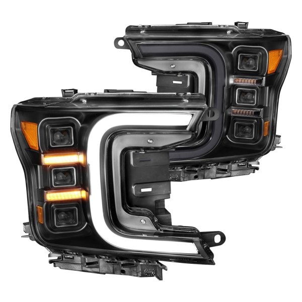 Anzo® - Black/Smoke U-Bar™ Projector LED Headlights with Sequential Turn Signal, Ford F-150