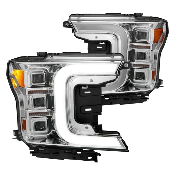 Anzo® - Chrome U-Bar™ Projector LED Headlights with Sequential Turn Signal, Ford F-150