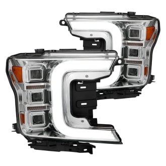 Anzo® - Driver and Passenger Side Chrome U-Bar™ Projector LED Headlights with Sequential Turn Signal