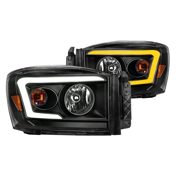 Anzo® - Black Switchback LED U-Bar™ Headlights, Dodge Ram