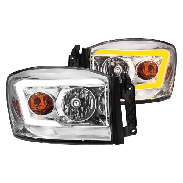Anzo® - Chrome Switchback LED U-Bar™ Headlights, Dodge Ram