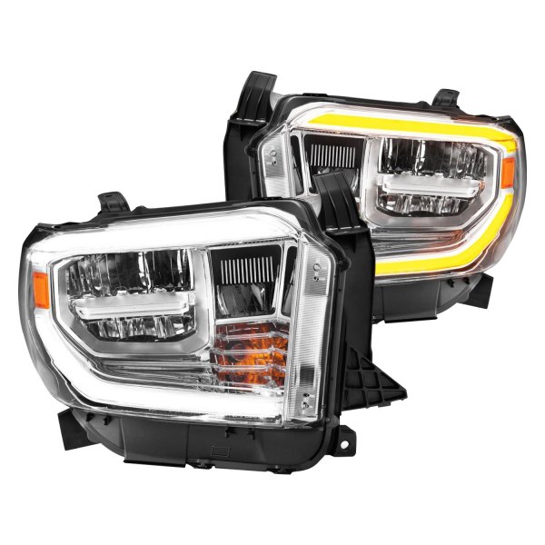 Anzo® - Plank Style Chrome LED Headlights with Switchback DRL, Toyota Tundra