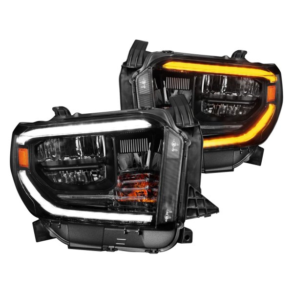 Anzo® - Plank Style Black LED Headlights with Switchback DRL, Toyota Tundra