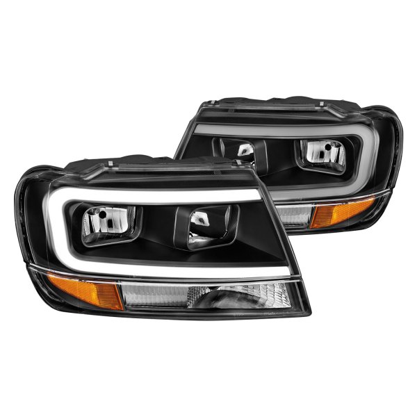 Anzo® - Plank Style Black LED U-Bar™ Headlights, Jeep Grand Cherokee
