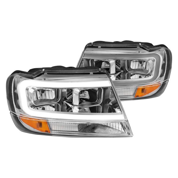 Anzo® - Plank Style Chrome LED U-Bar™ Headlights, Jeep Grand Cherokee