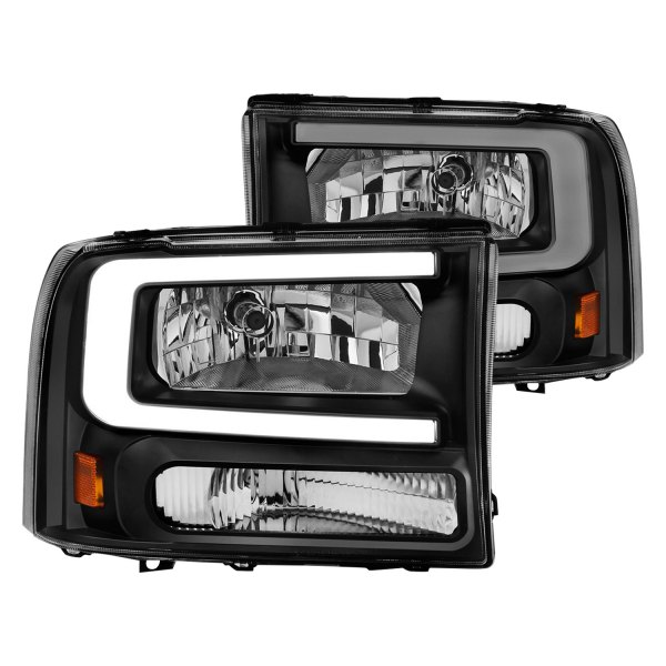 Anzo® - Black LED U-Bar™ Headlights, Ford Excursion